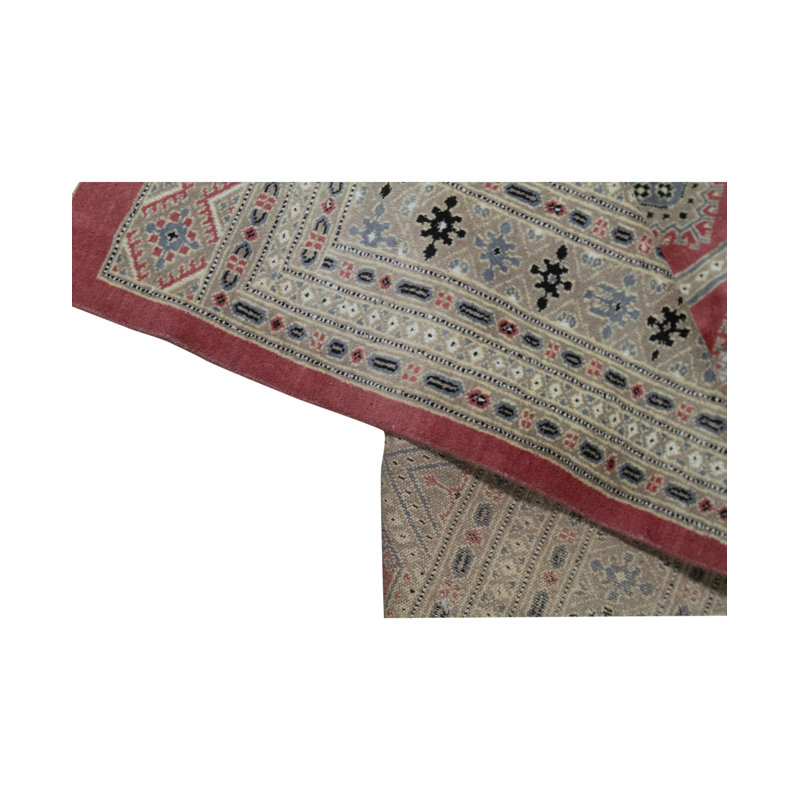 Hand-Knotted High-Quality Red and Gray Area Rug