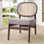 Chaise d'appoint en rotin, chaise de salon rembourrée en tissu avec dossier en rotin et structure en bois, chaise d'appoint de style moderne Mid-Century pour le salon, pour la chambre à coucher