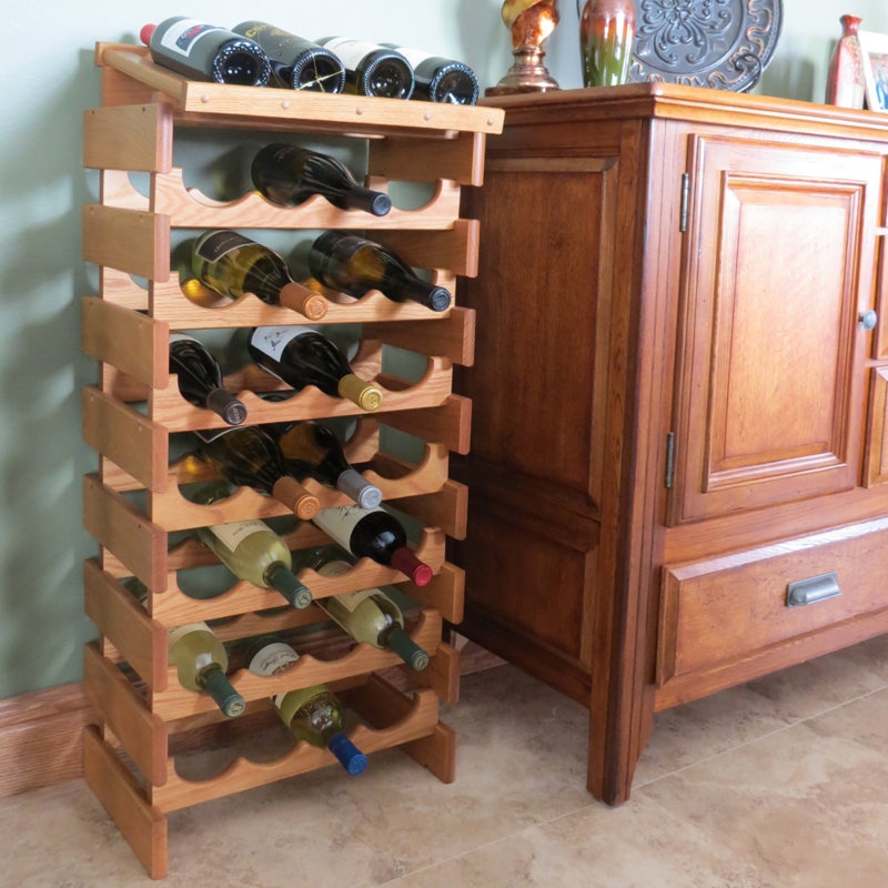 Support à vin en bois massif pour 15 bouteilles Geis, Acajou, H 23,75 po x l 14 po x P 10,75 po