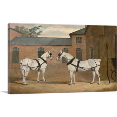 Grey Carriage Horses In The Coachyard At Putteridge Bury Hertfordshire by J.F. Herring Senior - Wrapped Canvas Painting