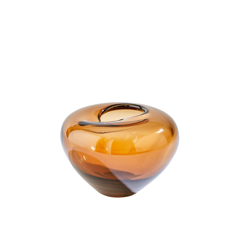 Vase ondulé - Ambre foncé-Lg, H 7 po x l 10 po x P 10 po