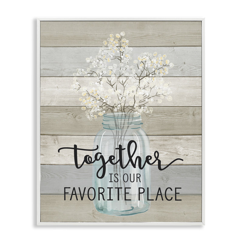 «Together is our Favorite Place», impression, H 14 po x l 11 po, Estampe numérique encadrée blanc bord de mer
