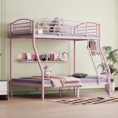 Twin Over Full Bunk Bed, Metal Bunk Beds with Ladder and Guardrail, Heavy-Duty Space-Saving Design, Smooth Rounded Edges, Ideal for Dorms and Small Rooms