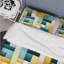 Ensemble de housse de couette jaune et bleu à blocs géométriques Harmony I-578383956