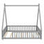 Lit double de style tente Montessori, structure de lit en bois avec garde-corps et lattes-1177831447