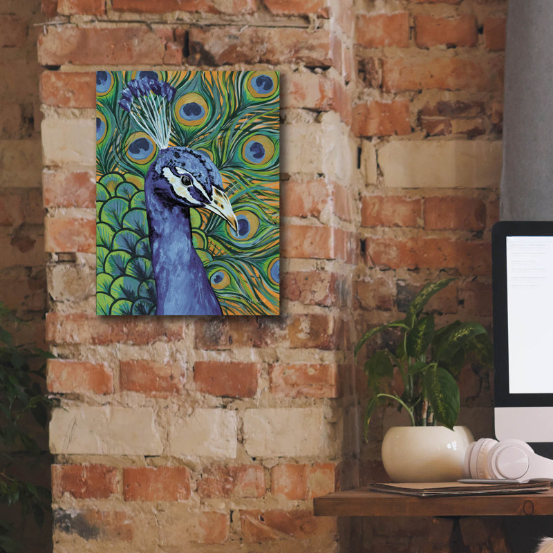 «Peacock Profile Mute» par Yvette St. Amant, art mural sur toile, H 16 po x l 12 po x P 0,75 po