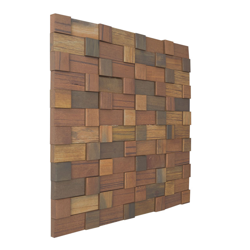 Carreau de mosaïque murale en bois ancien, l 11 7/8 po x H 11 7/8 po x P 1/2 po