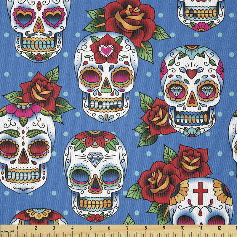 Decari Mexican Skulls and Roses Multi-Purpose Fabric