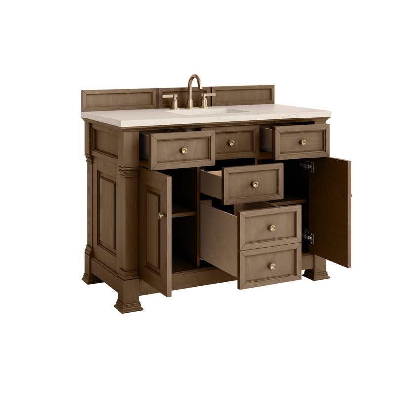 Brookfield 48'' W Single Vanity, White Zeus, Pecan, Widespread