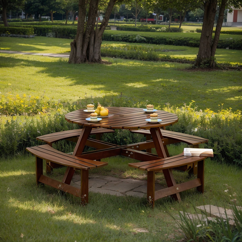 Ensemble de table d'extérieur Jagur pour 6 personnes 35,5 L, Brun, 4
