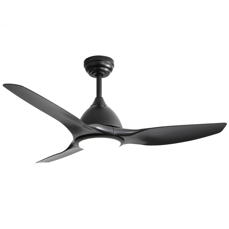 52 Inch Ceiling Fan With Light And 6-Speed Remote Control 3 ABS Fan Blades Black For Bredoom Patio, Black