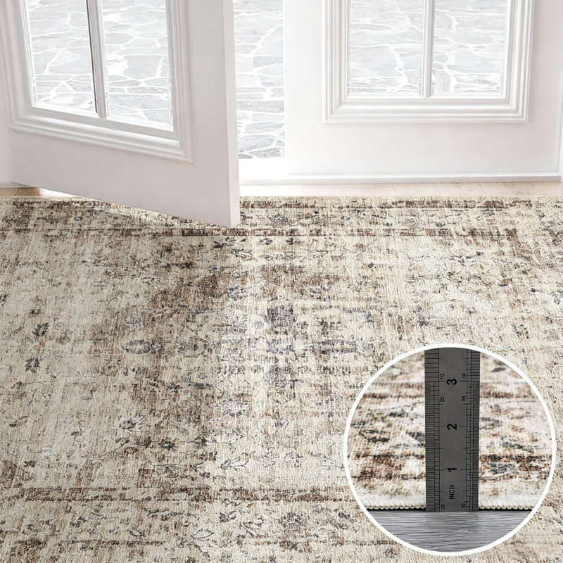 Vintage Boho Area Rug for Living Room, Hallway and Bedroom, Brown, Rectangle 9' x 12'