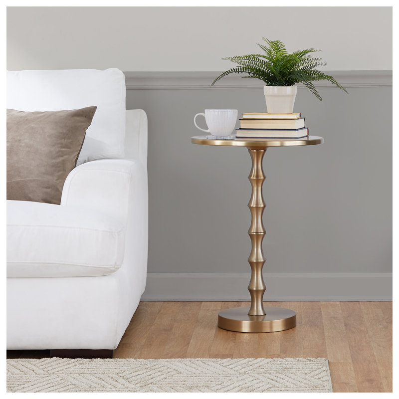 Table d'appoint ronde en métal 19 po avec base géométrique