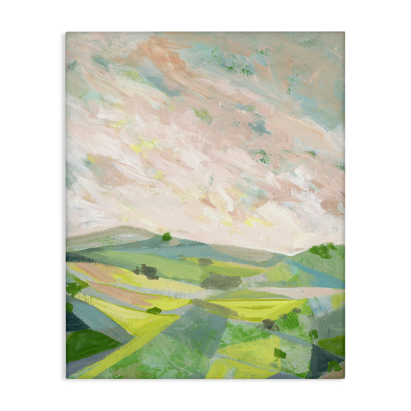 «Vibrant Green Hills Landscape», toile par Ashley Davis, H 20 po x l 16 po