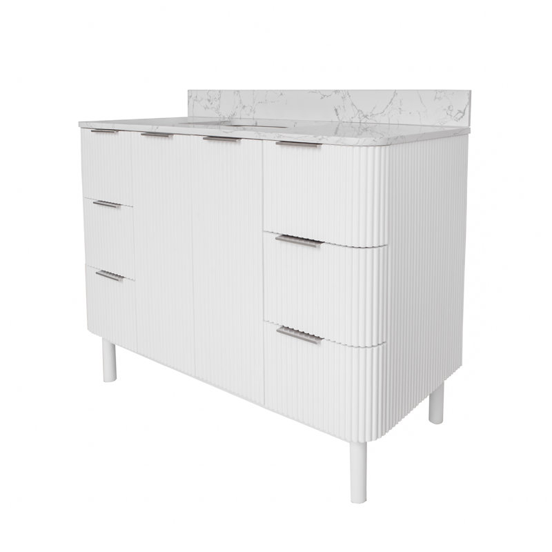 Meuble-lavabo 48 po Belwood, Nickel brossé, Marbre d'ingénierie