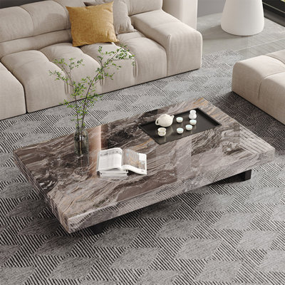 Rectangular marble floating coffee table