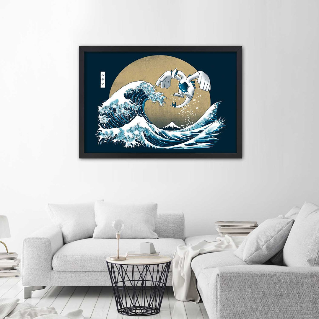 Leinwandbild Picture In Frame, Tsunami - Japanese Motif