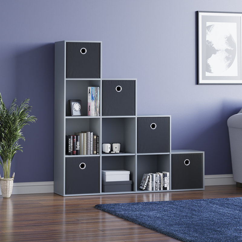 Hiltonia 128cm H x 128cm W Bookcase, Grey/Black