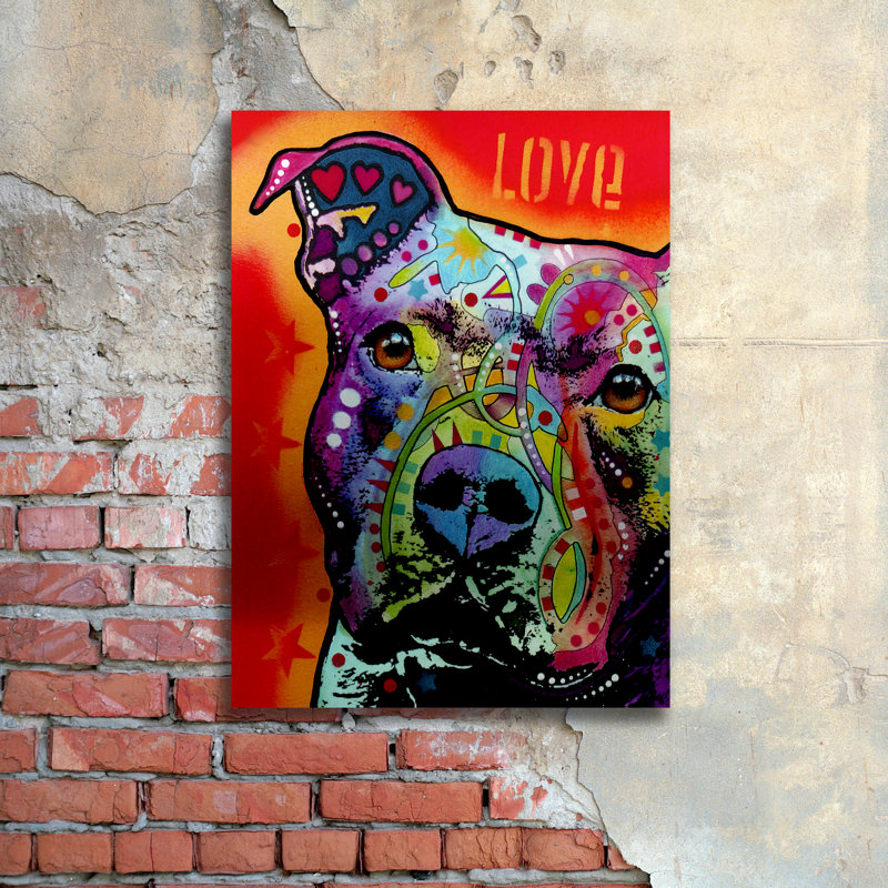 « consciencieux pitbull », reproduction d’impression sur toile, H 22 po x l 16 po x P 1 po, Sans cadre, Pas de tapis