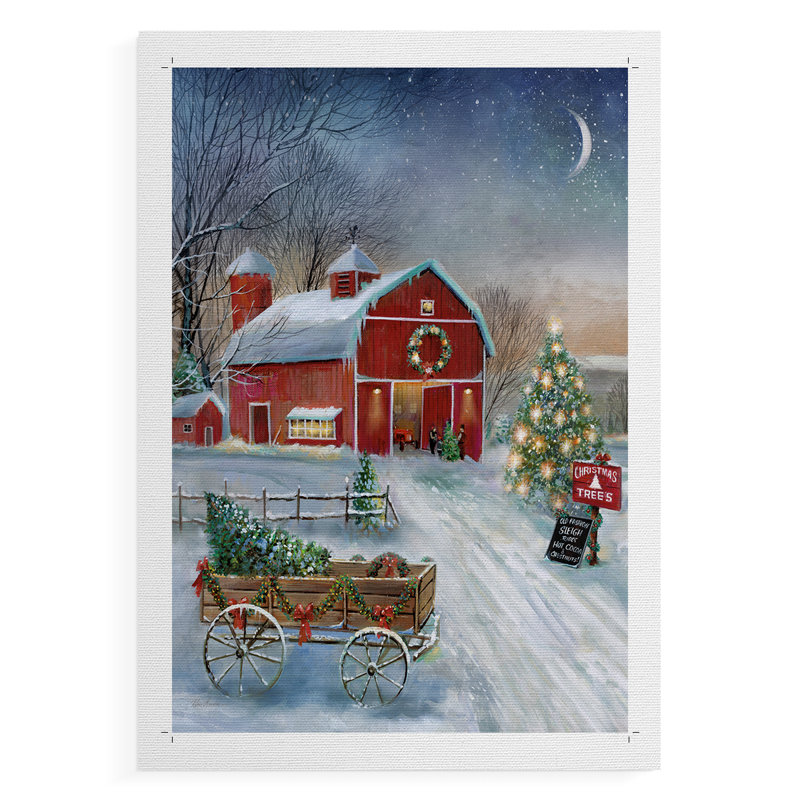 Arbre de Noël grange - impression sur toile seulement - NON CADRE