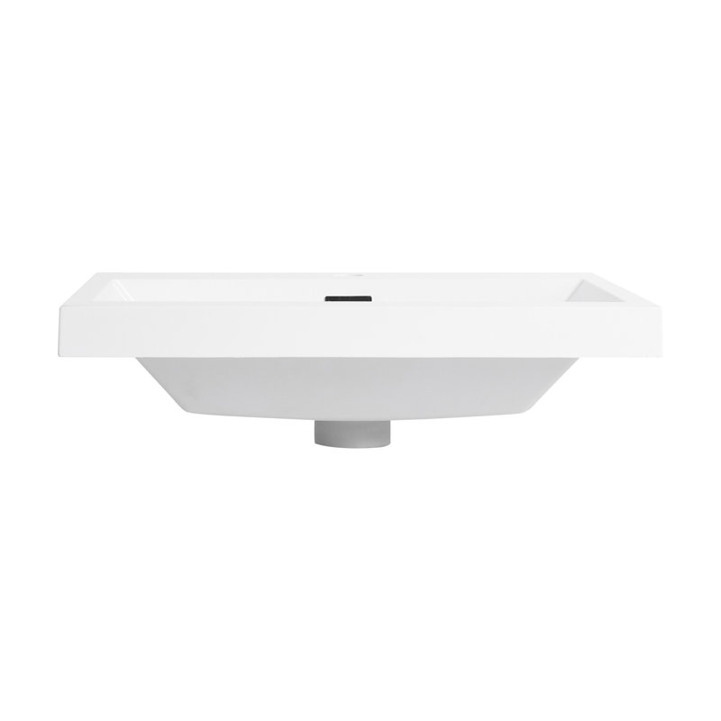 Lavabo en résine de 61 cm pour salle de bain, fini blanc lustré, garantissant une grande durabilité. Lavabo de salle de bain blanc, avec revêtement intérieur et caractéristiques de longue durée.