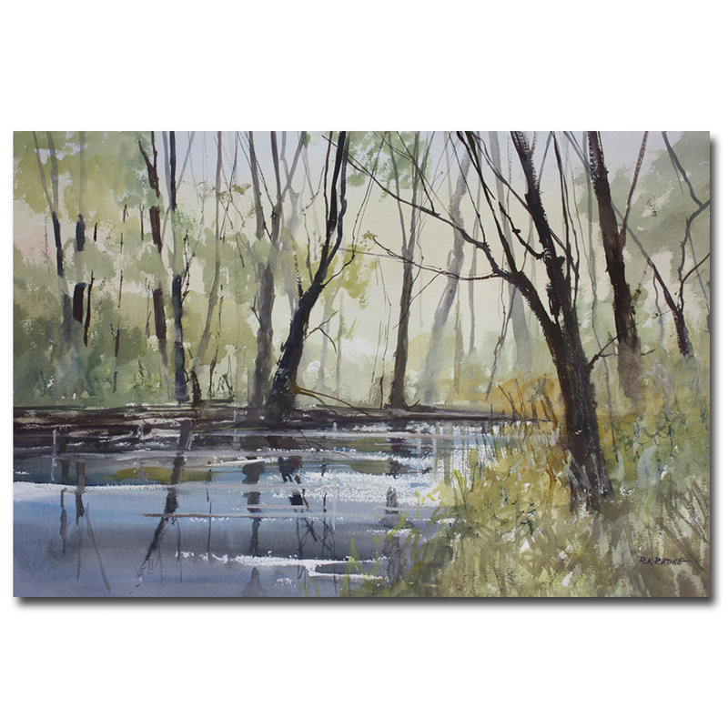 « pin river reflections », reproduction d’art sur toile tendue encadrée, H 16 po x l 24 po x P 2 po