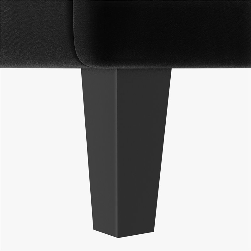 Upholstered Bed Frame with with Diamond Button-Tufted Headboard, Double, Black