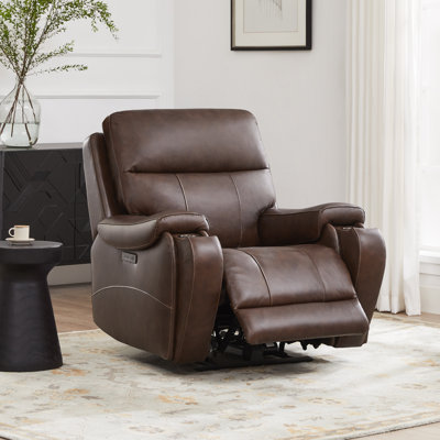 Caritina 40" W Genuine Leather Dual-Power Recliner