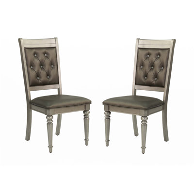 Silver Accent Tufted Upholstered Chairs Dining Side Chairs