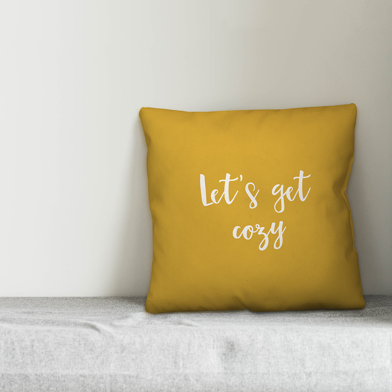 Reversible Throw Pillow, Mustard, Pillow Cover