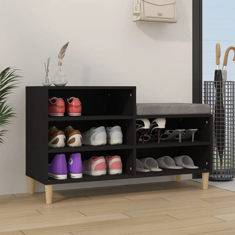 vidaXL Shoe Cabinet 102 x 36 x 60 cm Engineered Wood, Black