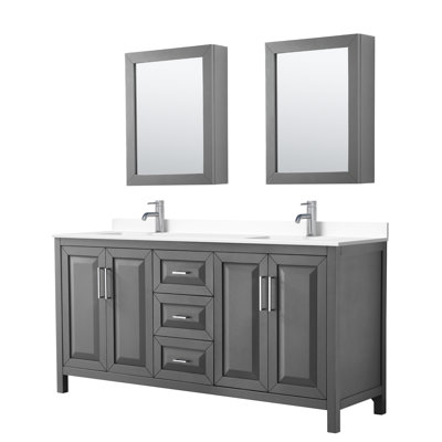 Daria 72'' Double Bathroom Vanity with Carrara Marble Top