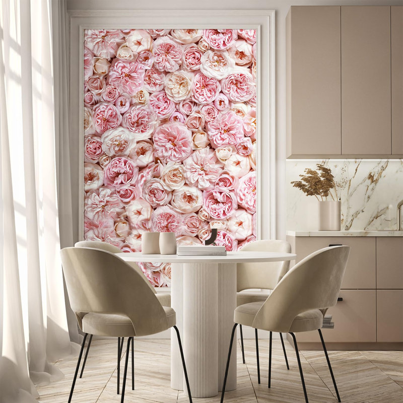 Pink Peony Flower Romantic Floral Lush Rose Garden, L 120 po x l 48 po, Polyester