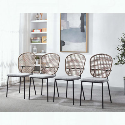 Ensemble de 4 chaises de salle à manger Sennit - noir et gris