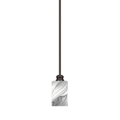 Edge Stem Hung Mini Pendant With 4" Onyx Swirl Glass
