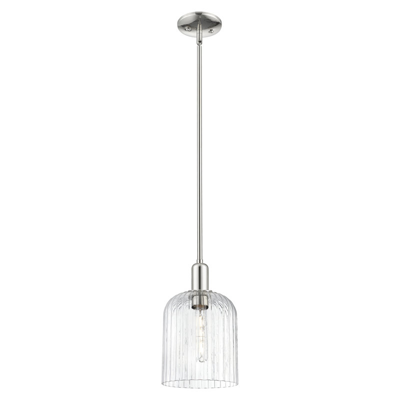 Downtown Urban - Voile de mariée - Mini-luminaire suspendu 1 tige, H 13,25 po x l 8 po x P 8 po, Clair, Nickel poli