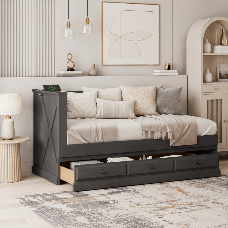 Armoire-lit escamotable avec station de charge et rangement Murphy
