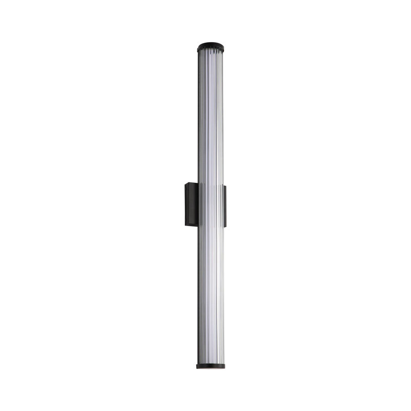 Rodara LED Wall Sconce - Outdoor in Matte Black with Clear Glass Shade, 36.25" H x 3.5" W x 4.75" D