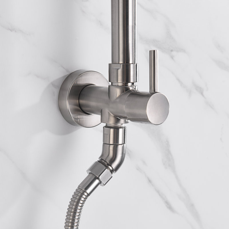 Brushed Nickel Adjustable Rain Shower System with Handheld