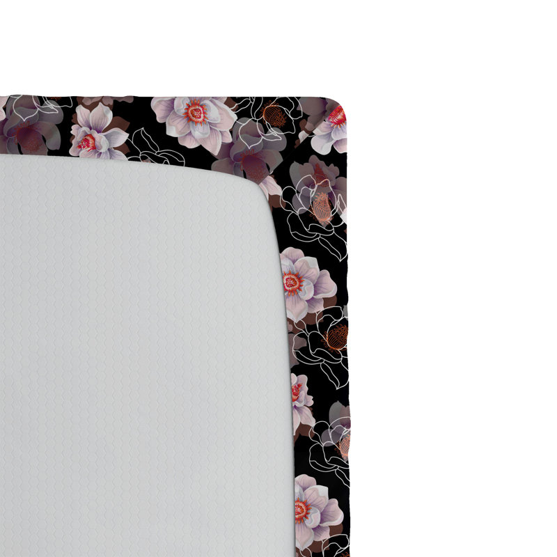 Ambesonne Nature Fitted Sheet Leaves Botanical Style Art, Black/Pale Rose/Coral Floral, Twin XL Fitted Sheet