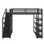 Queen-Sized Metal Loft Bed With Built-In Storage Shelves, Loft Bed With Integrated Cabinets & Wardrobe