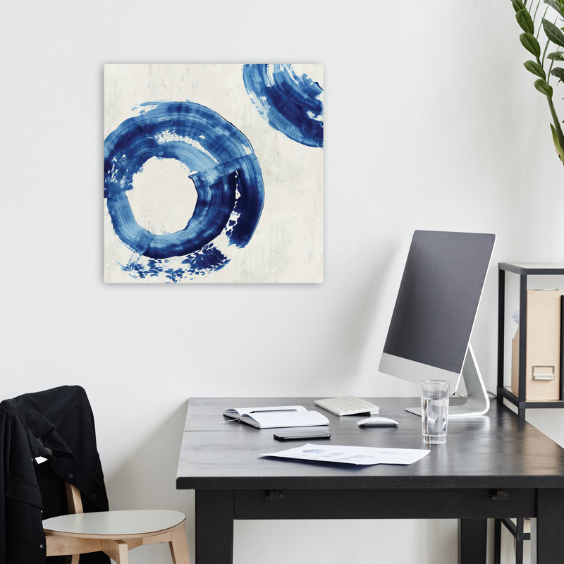 (Rf070-A) Bleu argenté III, art moderne moderne, H 18 po x l 18 po
