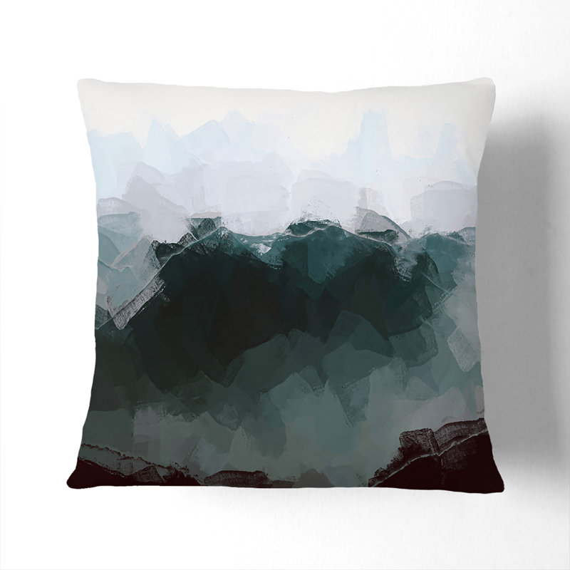 Misty Mountain Range Cushion with Filling, 55cm H x 55cm W x 20cm D, White