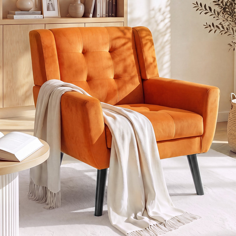 Fauteuil d'appoint Bolanle, Velours orange
