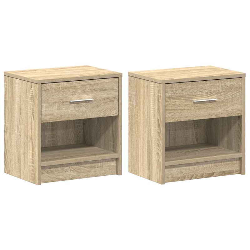Bedside Cabinets With Drawer, Sonoma Oak, 2