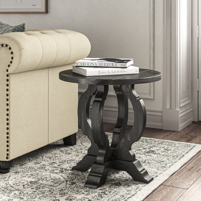 Table de bout à piédestal Vindas, Noir verger