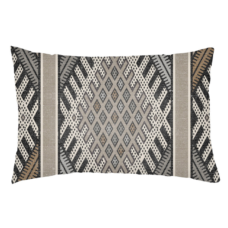 Lolita Pratt Indoor/Outdoor Lumbar Pillow, Gray/Light Gray
