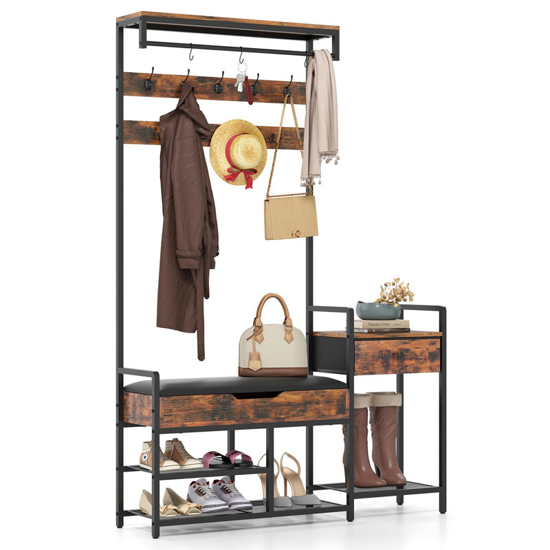 Hall Tree 120cm Wide with Bench and Shoe Storage