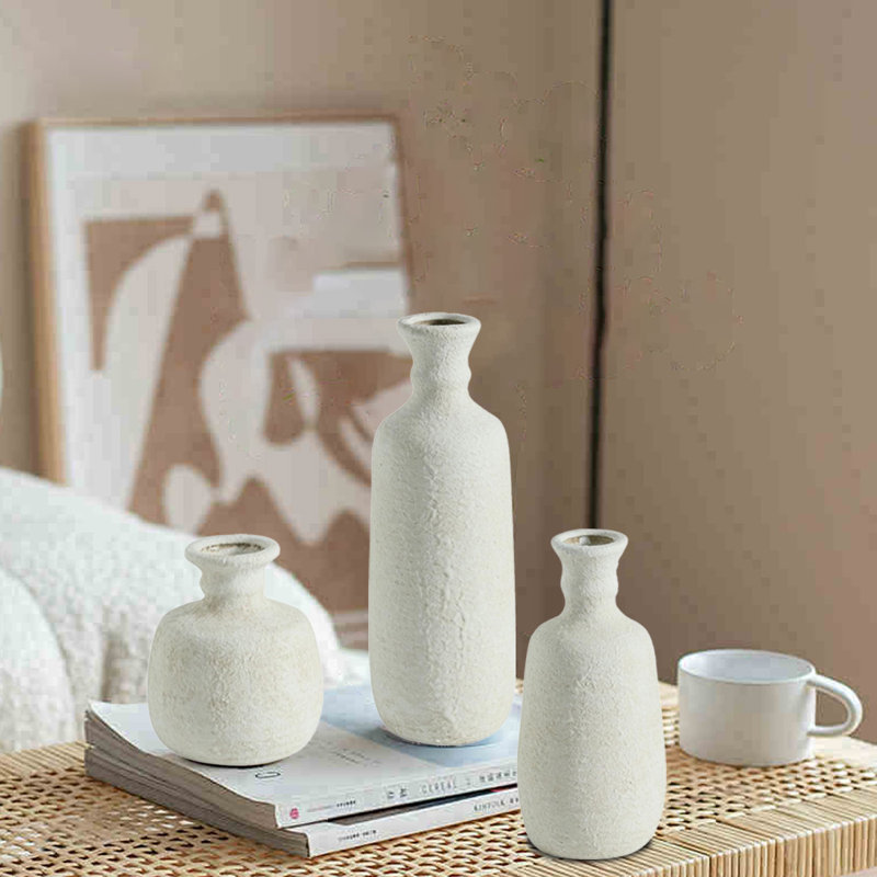 Ensemble de 3 vases en céramique, Blanc