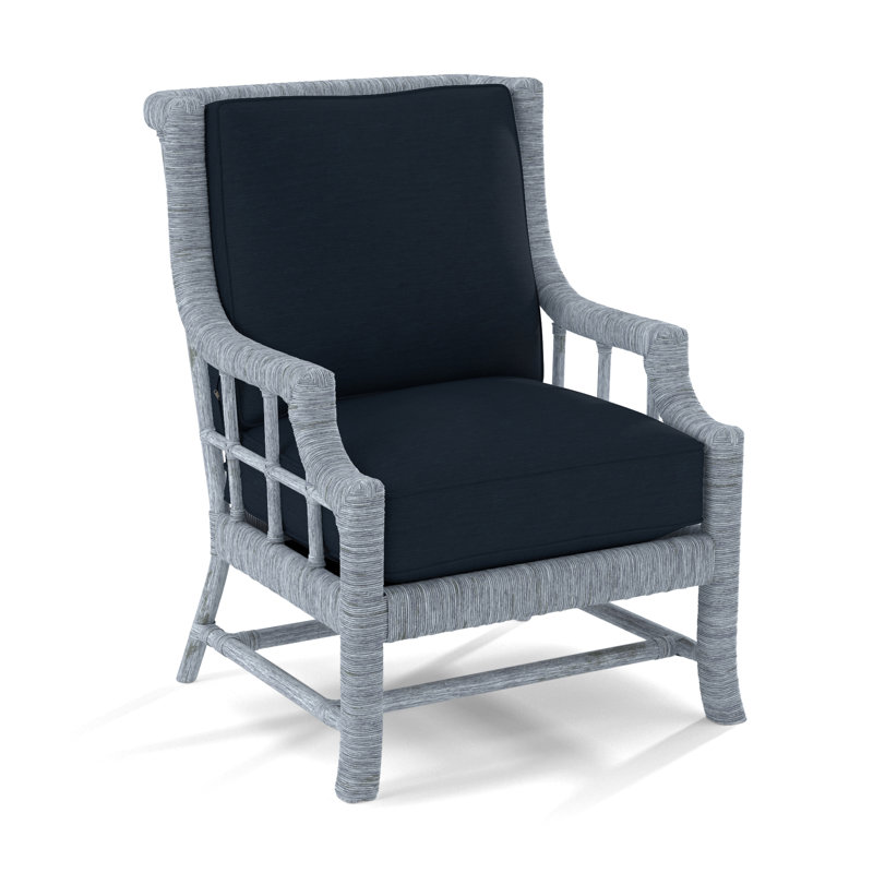 Lafayette Armchair, White Textured Performance; 0865-91, Sea Glass